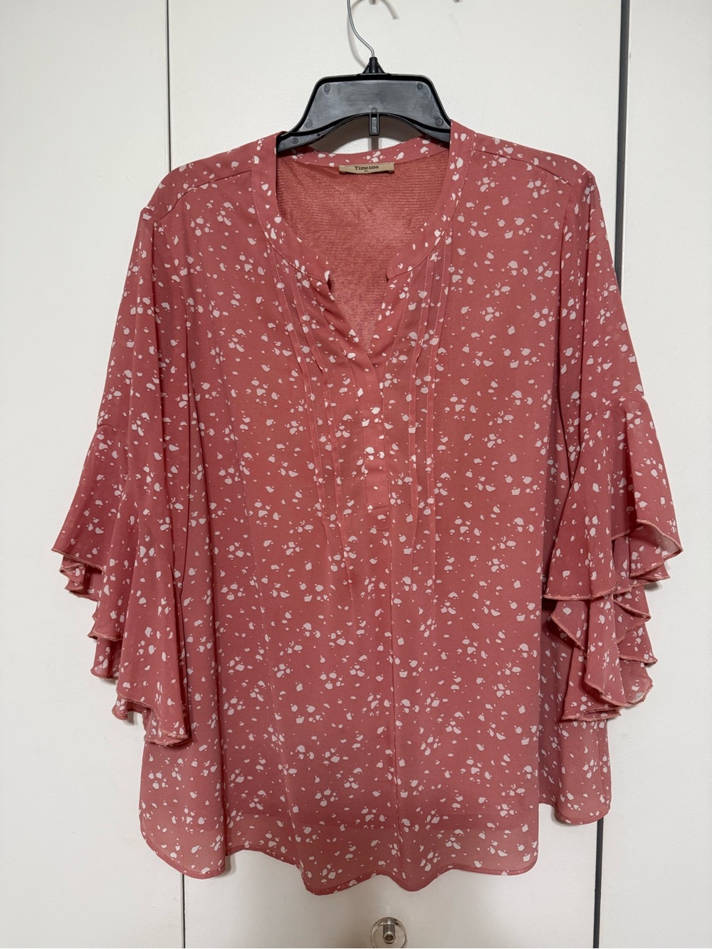 Ruffled Sleeve Floral Blouse in Dusty Rose